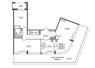 Продам 2-ком. квартиру, 84.56 м2, Санкт-Петербург, Уральская улица, 25