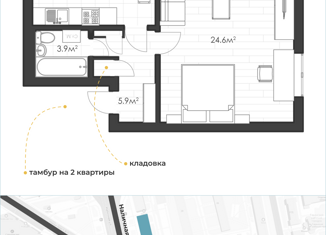1-комнатная квартира на продажу, 44.1 м2, Санкт-Петербург, Наличная улица, 27