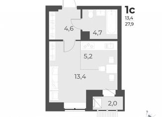 Продаю 1-комнатную квартиру, 27.9 м2, Новосибирск, ЖК Дежнёв, улица имени генерал-майора А.Н. Рожкина, 13