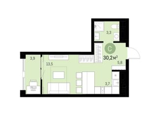 Продажа 1-ком. квартиры, 30.2 м2, Новосибирск, ЖК Мылзавод, улица Семьи Шамшиных, с91