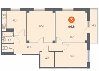 Продам трехкомнатную квартиру, 94.6 м2, Ростов-на-Дону, ЖК Сокол Град