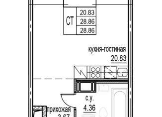 Продажа квартиры студии, 28.86 м2, Мурино