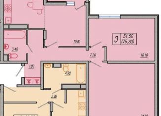 Продается 3-ком. квартира, 74 м2, посёлок городского типа Сириус, ЖК Фрукты, улица Акаций, 34к9