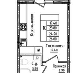 Продается квартира студия, 24.8 м2, городской посёлок Новоселье, Красносельское шоссе, 10