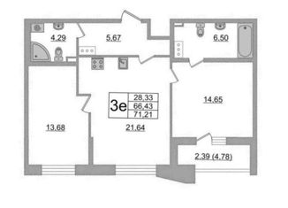 Продаю двухкомнатную квартиру, 66.43 м2, Санкт-Петербург, Красногвардейский переулок, 23Е, Красногвардейский переулок