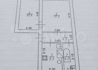 2-комнатная квартира на продажу, 43.2 м2, рабочий посёлок Шилово, улица Мира, 24