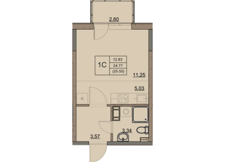 Продается квартира студия, 25.55 м2, посёлок Щеглово, улица Щеглова, 5