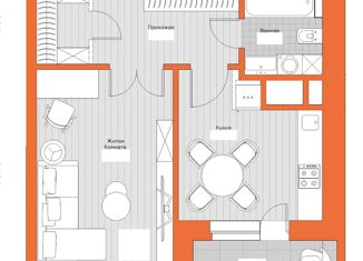 Продается 1-комнатная квартира, 37.5 м2, Казань, улица Аделя Кутуя, 110Дк2, ЖК Паруса