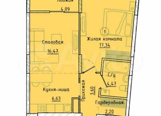 Продается 1-ком. квартира, 52.8 м2, Екатеринбург, улица Ткачей, 13, ЖК Клевер Парк