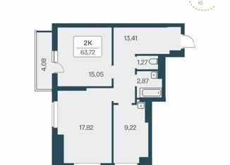 Продается двухкомнатная квартира, 62.7 м2, Новосибирск, улица Зорге, 229/3, ЖК Времена года