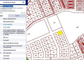 Продажа земельного участка, 8.14 сот., поселок Первомайское