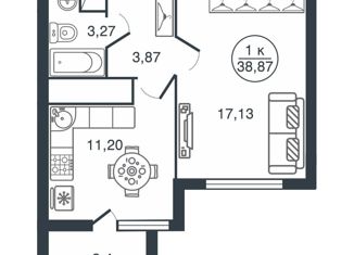 Продается 1-комнатная квартира, 38.87 м2, Тверская область, улица Левитана, 70Б