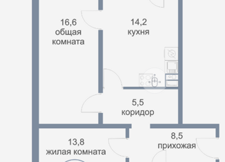 Продажа двухкомнатной квартиры, 63.1 м2, Тюменская область, улица Единства, 8