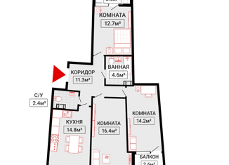Сдам трехкомнатную квартиру, 76.4 м2, Санкт-Петербург, Комендантский проспект, 60к1