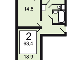 Двухкомнатная квартира на продажу, 63.4 м2, Москва, Краснодарская улица, 72к3, район Люблино