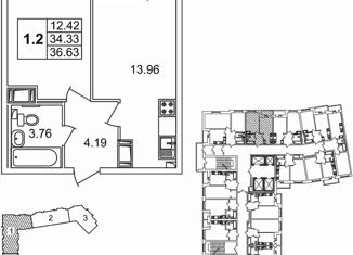 Продажа 1-комнатной квартиры, 34.5 м2, Санкт-Петербург, Русановская улица, 18к3, метро Обухово