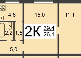 Продаю 2-ком. квартиру, 39.4 м2, Нижний Новгород, улица Лескова, 25, метро Парк Культуры