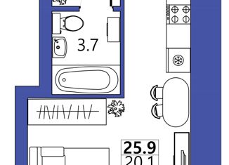 Продам 1-комнатную квартиру, 25.9 м2, Санкт-Петербург, улица Шкапина, 24Б, муниципальный округ Екатерингофский