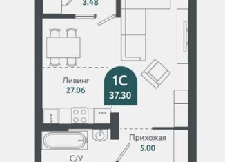 Продажа однокомнатной квартиры, 37.14 м2, Новосибирск, Военная улица, 51, ЖК Тихомиров