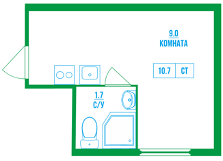 Квартира на продажу студия, 10.7 м2, Санкт-Петербург, Греческий проспект, 5, Греческий проспект