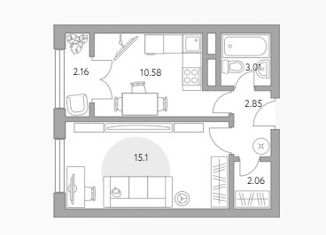 Продам 1-ком. квартиру, 35.7 м2, Москва, Дмитровское шоссе, 73Б, ЖК Тринити