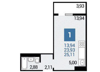 Продам 1-ком. квартиру, 25.11 м2, Анапа, ЖК Горгиппия Морская