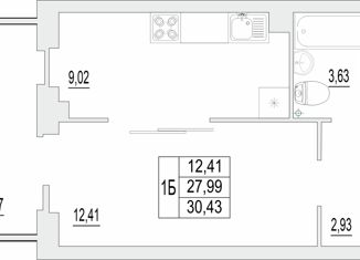 Продам квартиру студию, 30.43 м2, Псков, Инженерная улица, 125, ЖК Смарт-квартал