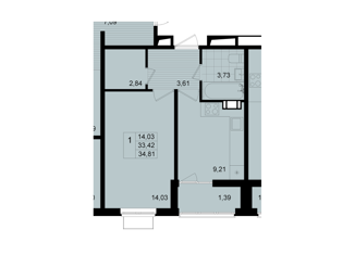 Продам 1-комнатную квартиру, 33.4 м2, Ленинградская область, Крымская улица