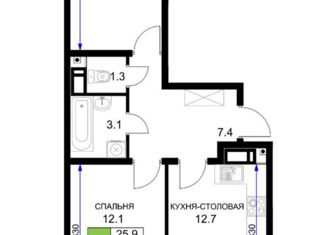 Продажа двухкомнатной квартиры, 51.4 м2, Краснодар, улица имени Героя Ростовского, 8, ЖК Ракурс
