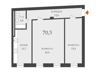 Двухкомнатная квартира на продажу, 70.3 м2, Санкт-Петербург, набережная реки Фонтанки, 150, муниципальный округ Екатерингофский