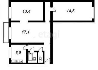 3-комнатная квартира на продажу, 57.2 м2, село Кетово, улица Пичугина, 21