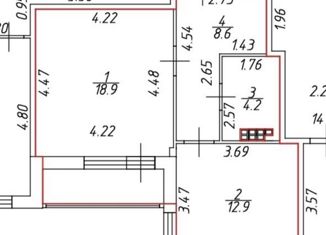 Продам 1-комнатную квартиру, 44.6 м2, Пушкин, Гумилёвская улица, 15