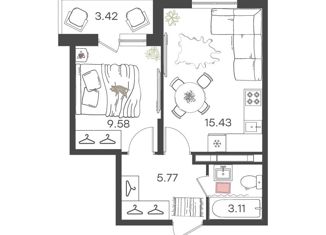 Продам 2-ком. квартиру, 34.1 м2, Ульяновск, улица Александра Невского, 4Ак1