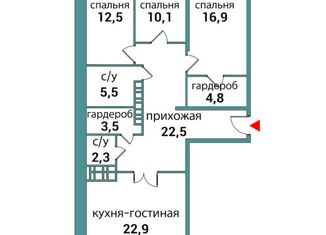 Продам трехкомнатную квартиру, 104.6 м2, Самара, 4-й проезд, 67А, метро Гагаринская