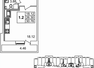 Продается квартира студия, 25.6 м2, Санкт-Петербург, ЖК Приневский, Русановская улица, 18к8