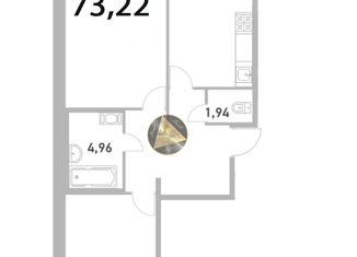 Продается двухкомнатная квартира, 73.22 м2, Санкт-Петербург, улица Александра Матросова, 8к1, ЖК Новый Лесснер