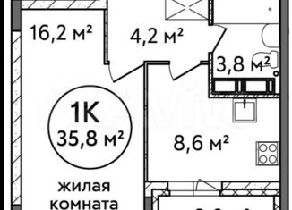 Продаю 1-ком. квартиру, 35.8 м2, Нижний Новгород, Цветочная улица, 12к1, ЖК Подкова на Цветочной