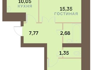 Продается 2-комнатная квартира, 52.27 м2, Красноярск, Апрельская улица, 3А, Кировский район