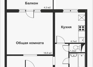 1-комнатная квартира на продажу, 40.5 м2, Челябинская область, улица Культуры, 61