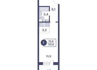 Продается квартира студия, 30.6 м2, Киров, Московская улица, Ленинский район