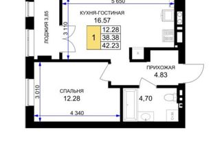 Продам 1-комнатную квартиру, 42.2 м2, Гурьевск, Пражский бульвар, 16А, ЖК Новая Резиденция