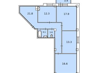 Продажа 3-ком. квартиры, 86.6 м2, Красноярск, Северное шоссе, 48А, Центральный район