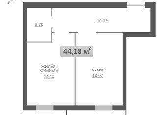 Продается однокомнатная квартира, 44.2 м2, Красноярский край, Южная набережная, 6