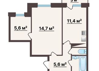 Продам 1-комнатную квартиру, 41.2 м2, посёлок Шушары, Центральная улица, 14к1