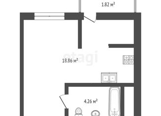 Продам однокомнатную квартиру, 23.3 м2, Новосибирск, улица Кропоткина, 104А, метро Гагаринская