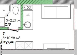Продается квартира студия, 13.2 м2, Москва, Усачёва улица, 62, Усачёва улица