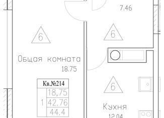 Продаю 1-ком. квартиру, 44.4 м2, Якутск, Автодорожный округ