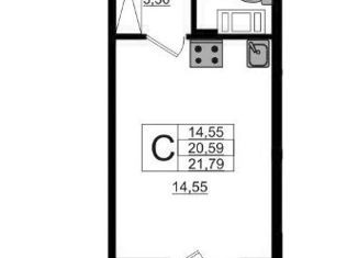 Продажа квартиры студии, 22 м2, Мурино, Воронцовский бульвар, 16к1, ЖК Краски Лета