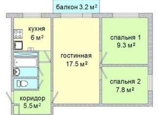 Трехкомнатная квартира на продажу, 49 м2, Новодвинск, улица 50-летия Октября, 45