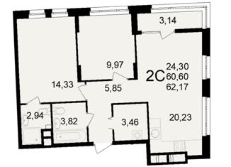 Продается 3-комнатная квартира, 63 м2, Рязань, Куйбышевское шоссе, 19, Куйбышевский район